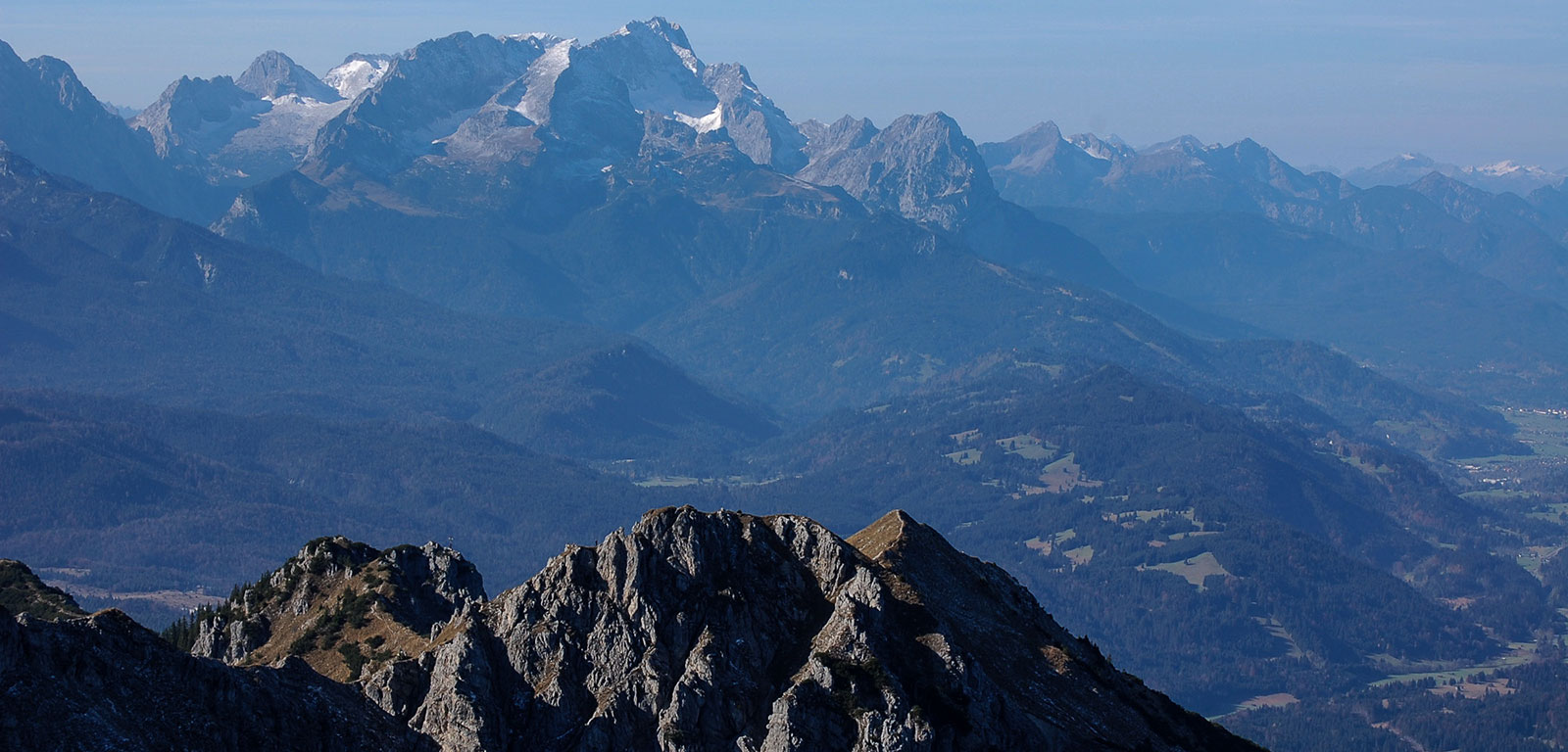 Chalet Alpengruss Wallgau Schöttelkarspitze mit Blick Richtung Zugspitze